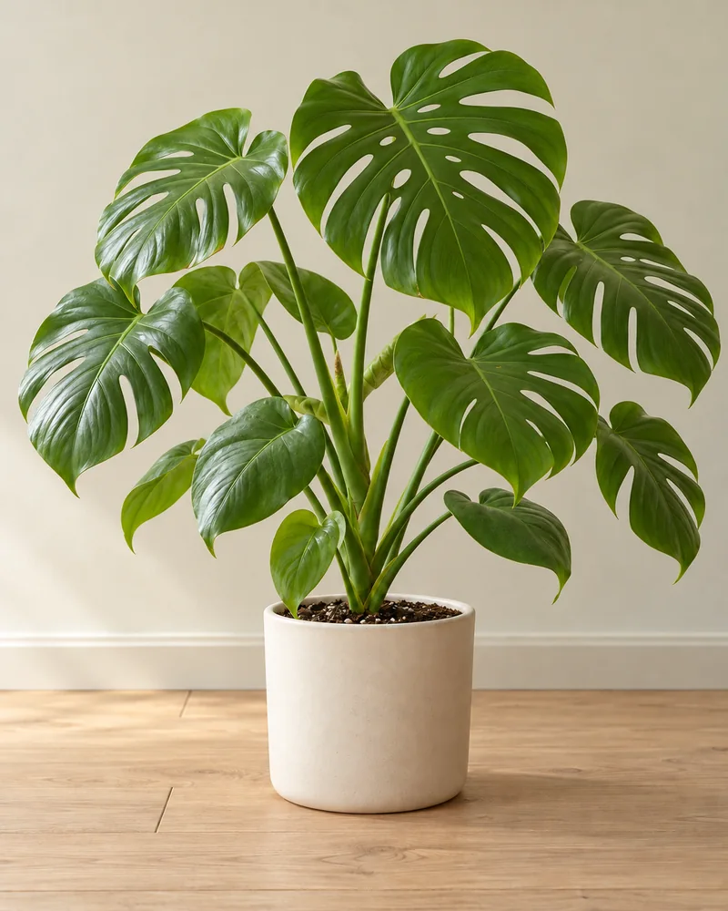 AI-generated: large monstera with a fuller canopy of fenestrated leaves